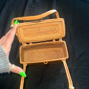 Tan woven boho mini bag